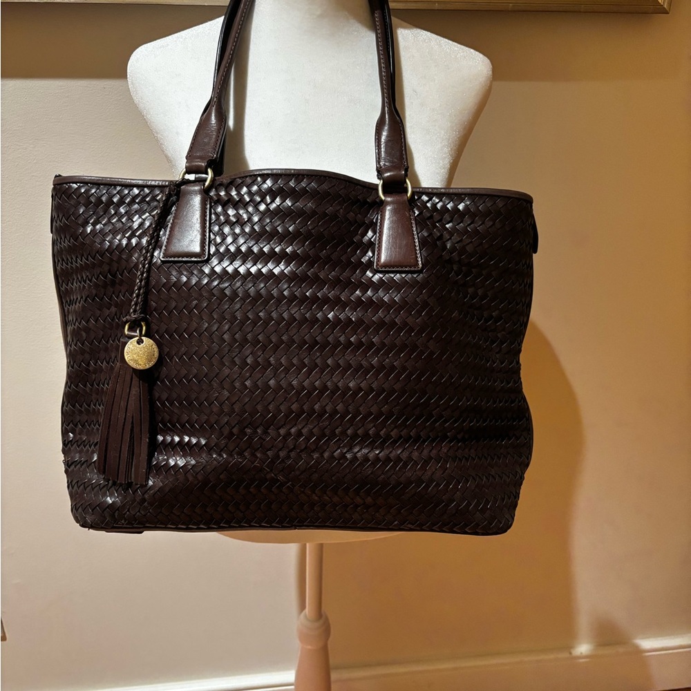 Cole Haan Dark Brown Woven Tote